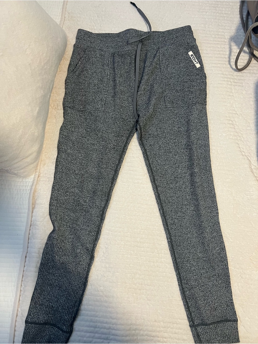 ECHT Dark Gray Ribbed Knit Joggers with Drawstring